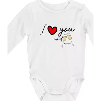 Kojenecký body I love you and prosecco - Body kojenecké s dlouhým rukávem - Dlouhý r. do 3 měs ( Bílá )
