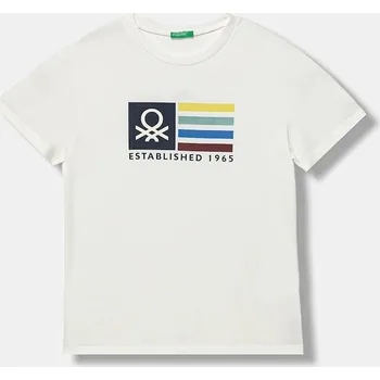 Chlapecké tričko Dětské bavlněné tričko United Colors of Benetton 3I1XC10Q4.G.seasonal bílá 00X, vel. 120