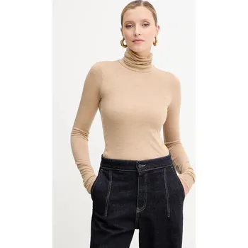 Vlněné tričko s dlouhým rukávem Liviana Conti F5WH17 béžová 01B, vel. S