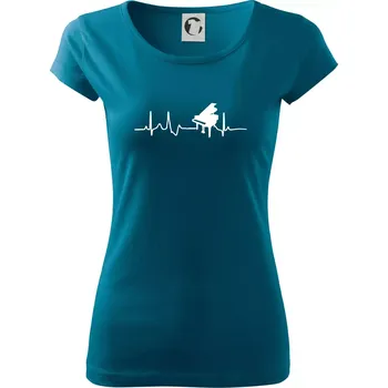 Dámské tričko Piano ekg - křídlo - Dámské triko Pure - 2XL ( Petrolejová )