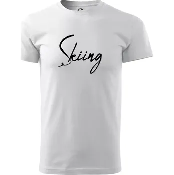 Pánské tričko Skiing nápis lyžař - Triko extra velké (5-8XL) - 8XL ( Bílá )
