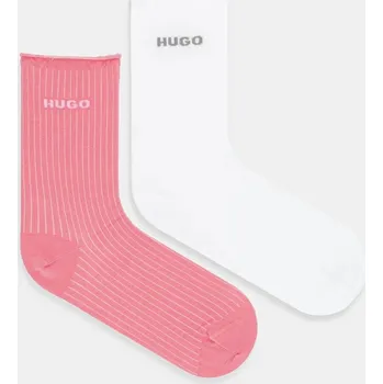 Pánské ponožky Ponožky HUGO 2P QS FINE RIB CC W 2-pack 50502080 růžová 30X, vel. 39-42