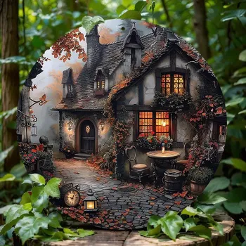 Plechová cedule BAF Nástěnná kovová cedule Chalupa Průměr 20 cm