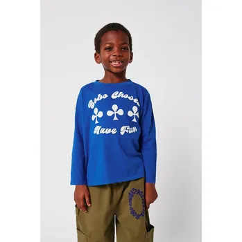 Dětské bavlněné tričko s dlouhým rukávem Bobo Choses Have Fun 225AC008 modrá 55X, vel. 89/98