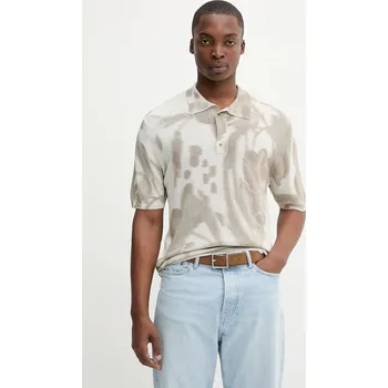 Polo tričko Desigual FLOWER pánské, šedá barva, 25WMTF02 09A, vel. L