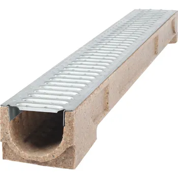 Odvodňovací žlab Odvodňovací polymerbetonový žlab BIELBET A15 s pozinkovanou mříží 1000 x 125 x 100 mm