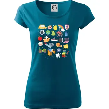 Obrázková abeceda - Dámské triko Pure - S ( Petrolejová )