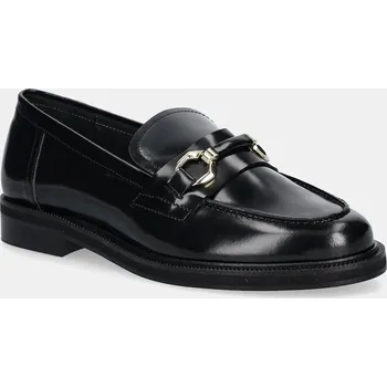 Dámské mokasíny Kožené mokasíny Jonak DROP CUIR GLACE dámské, černá barva, na plochém podpatku, 3700202 99X, EUR 36