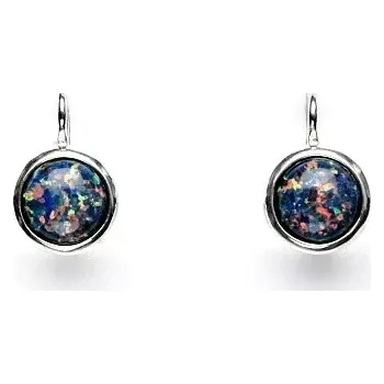 Náušnice Stříbrné náušnice, černý syntetický opál - NK 1503 (opál 8 mm)