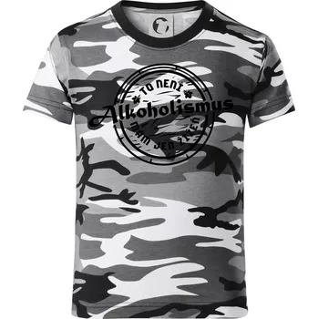 Chlapecké tričko Alkoholismus víno - Dětské maskáčové triko - 104-110cm / 3-4 roky ( Šedý maskáč )