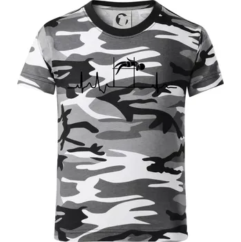 Chlapecké tričko EKG skok do výšky - Dětské maskáčové triko - 134 cm/8 let ( Šedý maskáč )