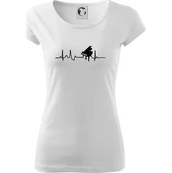 Dámské tričko Piano ekg - křídlo - Dámské triko Pure - S ( Bílá )