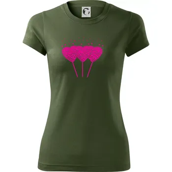 Dámské tričko Srdce balónky - Dámské Fantasy sportovní (dresovina) - M ( Khaki )