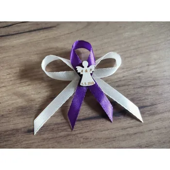 Svatební dekorace Vývazek andílek s iniciály a datumem Pouze dřevěná dekorace