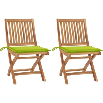 OMAXI Zahradní židle 2 ks jasně zelené podušky masivní teakové dřevo 263686