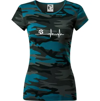 Dámské oblečení Veterinář EKG - Dámské maskáčové triko - S ( Petrolejová maskáč )