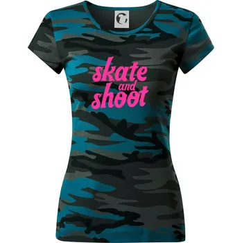 Dámské oblečení Biatlon skate and shoot růžová - Dámské maskáčové triko - S ( Petrolejová maskáč )