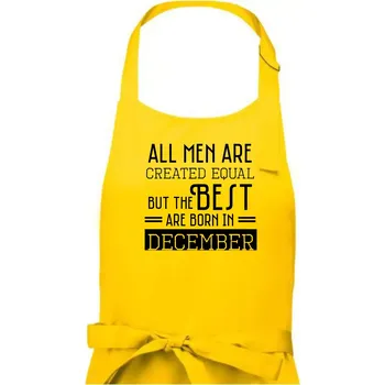 Kuchyňská zástěra All men are created equal december - Pánská zástěra na vaření - Univerzální velikost ( Žlutá )