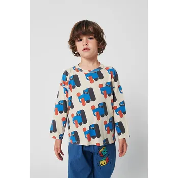 Chlapecké tričko Dětské bavlněné tričko s dlouhým rukávem Bobo Choses Doggy Mate 225AC010 béžová 02X, vel. 111/122