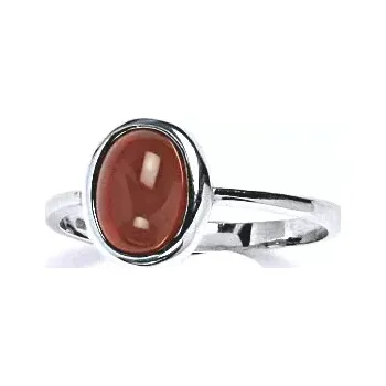 Prsten Zlatý prsten,bílé i žluté zlato, přírodní kámen karneol - T 1355 (karneol 8x6 mm)