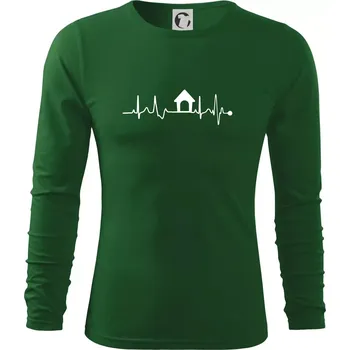 Pánská móda Ekg psí bouda - Triko s dlouhým rukávem FIT-T long sleeve - S ( Lahvově zelená )
