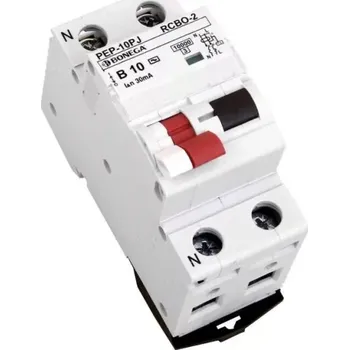 Jistič 28-2010B0302 PEP 10PJ-A Proudový chránič s nadproudovou ochranou 2P RCBO (10 kA) - 10A char. B / 30 mA (typ A), Bonega (28-2010B0302 PEP 10PJ Proudový chránič s nadproudovou ochranou 2P RCBO (10 kA) - 10A char. B / 30 mA (typ A), Bonega)