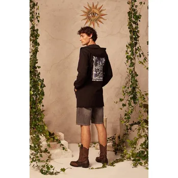 Pánská mikina Bavlněná mikina Medicine pánská, černá barva, s kapucí, s potiskem RW25-BLM205 99X, vel. M