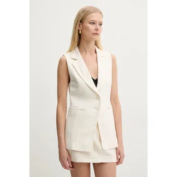 Dámská vesta Vesta s příměsí lnu Patrizia Pepe béžová barva, 2S1530 A052 2S1530.A052 01X, vel. 42