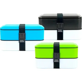 Svačinový box Yoko Design box na jídlo dvoupatrový, modrý