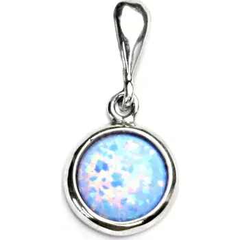 Přívěsek Stříbrný přívěsek , syntetický světle modrý opál - P 1503/22 (opál 8 mm)