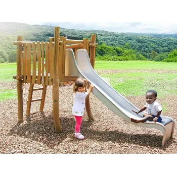 Dětské hřiště Playground System Dětské hřiště - sestava z akátu s nerezovou skluzavkou - Skipp