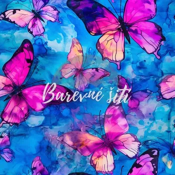 Úplet, Purpurofialoví motýlci na modré (E) (Top kvalitní úplet Bella digitisk)