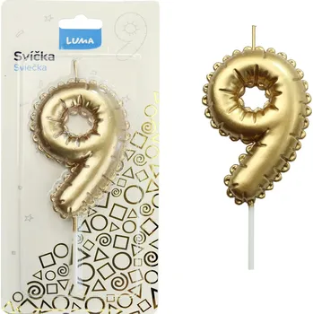 Balónek Majjam Svíčka č. 9 balónek ZLATÝ