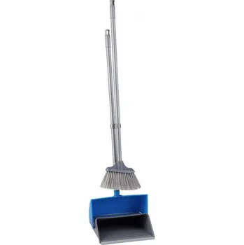 Souprava na zametání - lopatka+smetáček s holí modrá