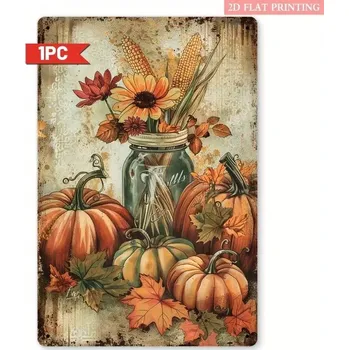 Plechová cedule BAF VINTAGE plechová cedule Dýně s květinou 30 X 20 cm.