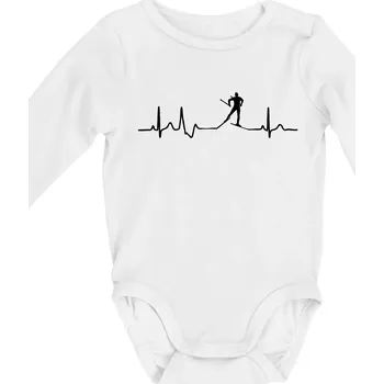 Ekg běžkař - Body kojenecké s dlouhým rukávem - Dlouhý r. 3-6 měs ( Bílá )