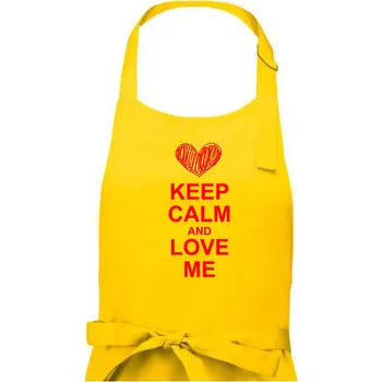 Kuchyňská zástěra Keep calm and love me - Dámská zástěra na vaření - Univerzální velikost ( Žlutá )