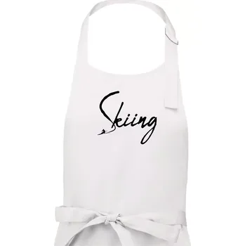 Kuchyňská zástěra Skiing nápis lyžař - Pánská zástěra na vaření - Univerzální velikost ( Bílá )