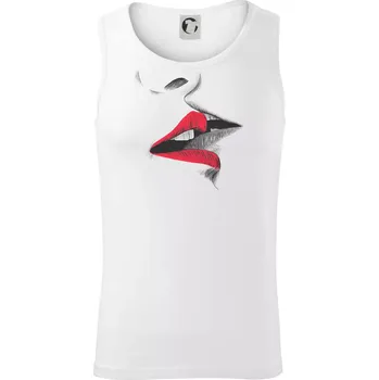 Líbačka dvě pusy tisk - Tílko pánské Core - 2XL ( Bílá )