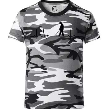 Chlapecké tričko EKG detektor - Dětské maskáčové triko - 134 cm/8 let ( Šedý maskáč )