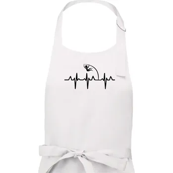 Kuchyňská zástěra EKG skok o tyči - Dámská zástěra na vaření - Univerzální velikost ( Bílá )