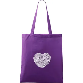 Otisk prstu srdce - Taška bavlněná - 42 x 38 cm ( Fialová )