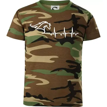 Chlapecké tričko Hlava koně EKG - Dětské maskáčové triko - 146 cm/10 let ( Hnědý maskáč )