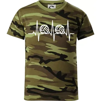 Volejbal ekg - Dětské maskáčové triko - 134 cm/8 let ( Zelený maskáč )