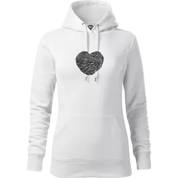 Dámská mikina Otisk prstu srdce - Mikina dámská Cape s kapucí - L ( Bílá )