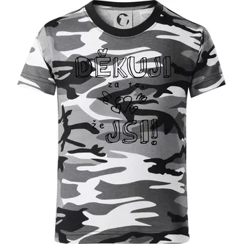 Chlapecké tričko Děkuji za to, že jsi - Dětské maskáčové triko - 122 cm/6 let ( Šedý maskáč )