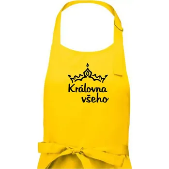 Kuchyňská zástěra Královna všeho - Dámská zástěra na vaření - Univerzální velikost ( Žlutá )
