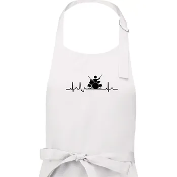 Kuchyňská zástěra EKG bubeník - Dámská zástěra na vaření - Univerzální velikost ( Bílá )