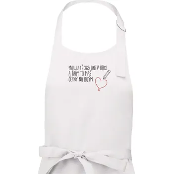 Kuchyňská zástěra Miluju tě 365 dní - Pánská zástěra na vaření - Univerzální velikost ( Bílá )