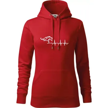 Dámská mikina Hlava koně EKG - Mikina dámská Cape s kapucí - 2XL ( Červená )